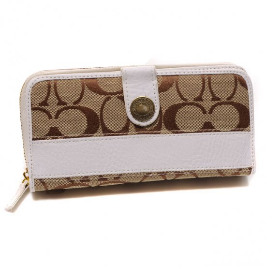 Coach In Signature Large White Wallets DTT